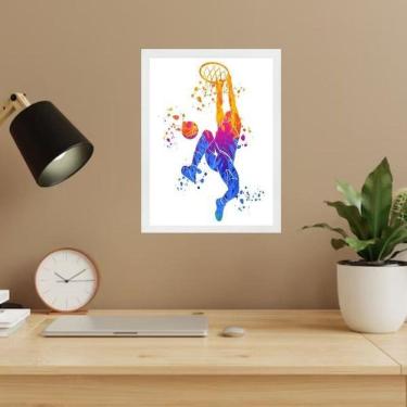 Imagem de Quadro Decorativo Basquete Aquarela 24X18Cm