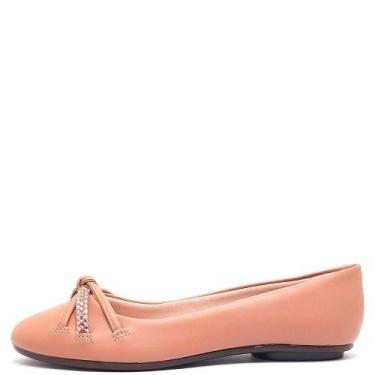 Imagem de Sapatilha Moleca Bico Redondo Com Brilhos, 36, Bege