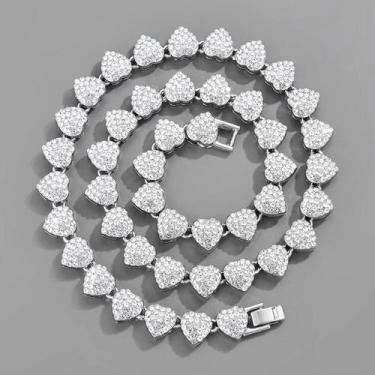 Imagem de Colar De Corrente Cubana Com Strass Em Formato De Coração Para Homens 