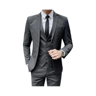 Imagem de Terno Slim Fit Masculino 6XL: Blazer, Colete E Calças Para Negócios, C