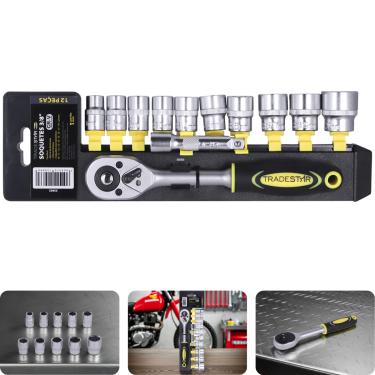 Imagem de Jogo Chave e Soquetes  3/8'' 10 - 22 mm 12 Peças CR-V Pro Tradestar