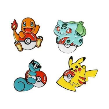 Imagem de Conjunto De Pins De Esmalte Pikachu E Squirtle Pokémon, 4 Peças, Broch