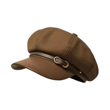 Imagem de Boina Octogonal Feminina Grande Estilo Britânico Retrô Versátil Boné N