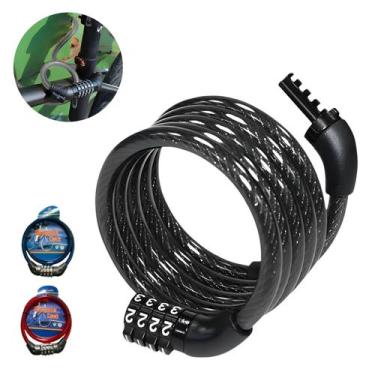 Imagem de Cadeado Para Bicicleta E Moto Com Segredo 4 Dígitos Cabo Aço 80cm - Da
