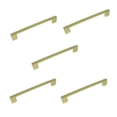 Imagem de Kit 5 Puxador Dourado Il 950 Metal 96Mm Com Parafusos