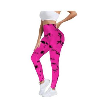 Imagem de Calças De Yoga Femininas De Cintura Alta Com Estampa Tie-Dye, Leggings