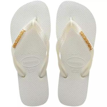 Imagem de Chinelo Havaianas Top Logo Metallic Cor:BrancoTamanho:37/38, Branco, 3