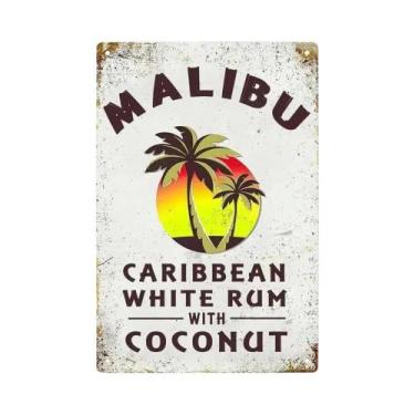 Imagem de Placa De Metal Vintage Retro Malibu Para Cerveja, Uísque E Vinho, Deco