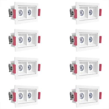 Imagem de Kit 8 Spot Downlight Mini Duplo Led Embutir 3000K Bet57 - Acende A Luz