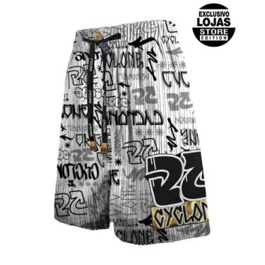 Imagem de Bermuda Cyclone Veludo International Setas, Branco, Preto, M