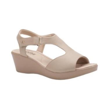Imagem de Sandália Casual Salto Anabela Super Leve e Confortável Feminina Softli Nude 34-Feminino