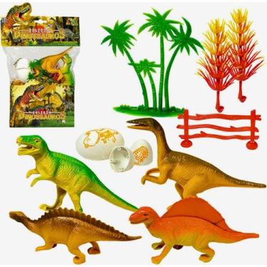 Imagem de   Kit 4 Dinossauros e 6 Acessórios Ovos, Coleção Dinossauros - Art Bri
