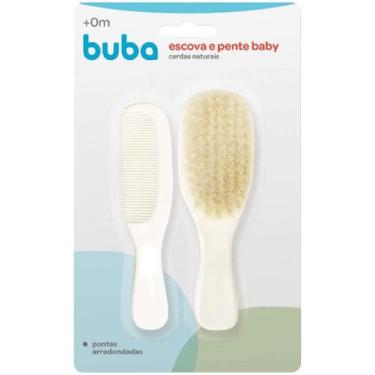 Imagem de Kit Escova+ Pente para Bebê Branco Cerdas Naturais 8243-Buba