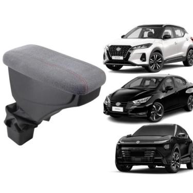 Imagem de Apoio De Braço Nissan Kicks Tecido Cinza Costura Vermelha - GPI Automo