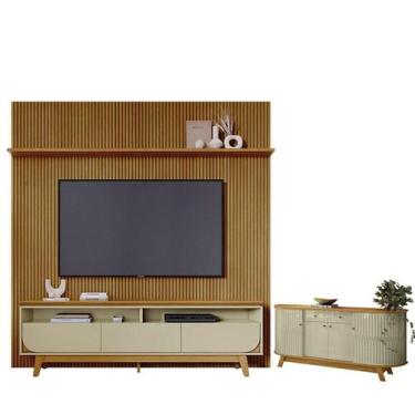 Imagem de Estante Home Theater Com Bancada Suspensa Luna com Aparador para Sala 