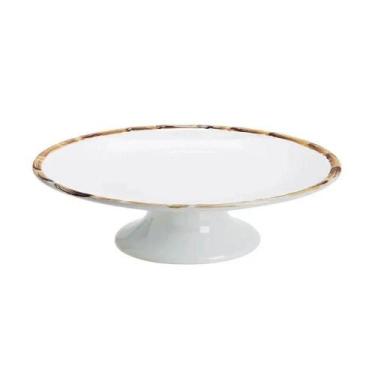 Imagem de Porta Bolo Com Pé Borda Bambu Natural Scalla 28 Cm 1º L - CERÂMICA SCA