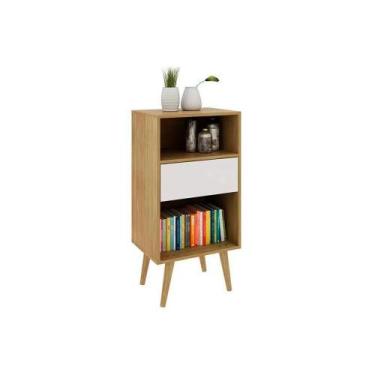 Imagem de Mesa Lateral p/ Sala E1715 c 1 Gaveta e 2 Nichos Natural/Off White - T