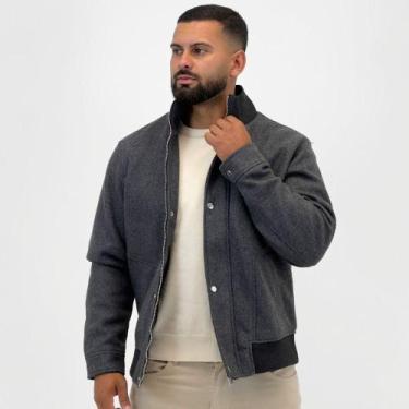 Imagem de Jaqueta Broken Rules Bomber em Tecido Gola Alta Masculina, GG, Cinza e