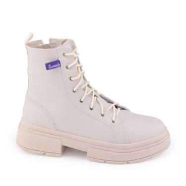 Imagem de Bota Coturno mna Tweenie 561.006 Nude Cadarços e Zíper, Nude, 36