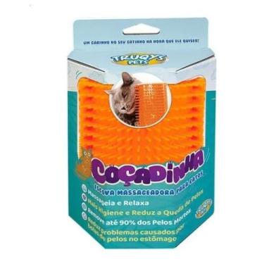 Imagem de Escova Massageadora para Gatos Coçadinha Laranja Truqys