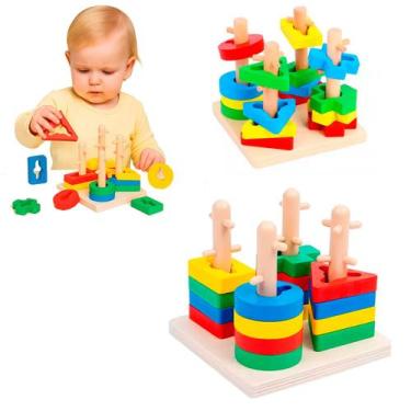 Imagem de Brinquedo Educativo Pedagógico Formas Encaixe Montessoriano - BEE CLIP