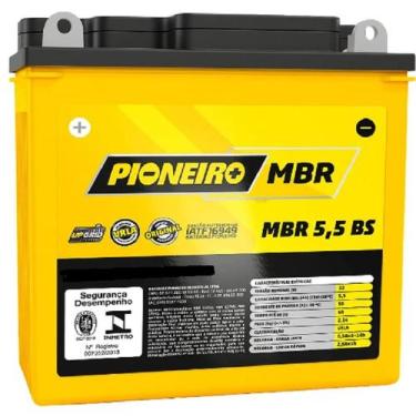 Imagem de Bateria Moto 5,5Ah MBR 5,5 BS PIONEIRO YBR 125 E 2000+, MBR 5,5 BS