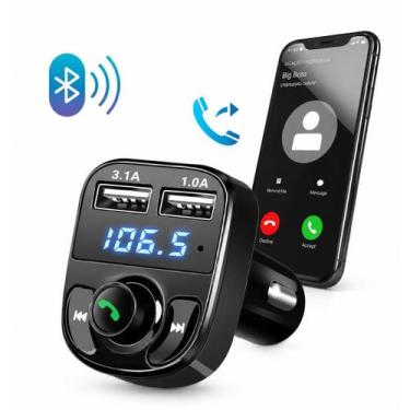 Imagem de Receptor Bluetooth para Carro com Transmissor FM e Carregamento Rápido