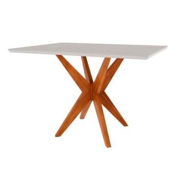 Imagem de Mesa p/ Cozinha Donna c/ Tampo Madeirado c/ Vidro 120x90cm Natural - N
