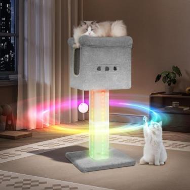 Imagem de Torre de Arranhador para Gatos Hzuaneri com Cama e Luz LED - 1m
