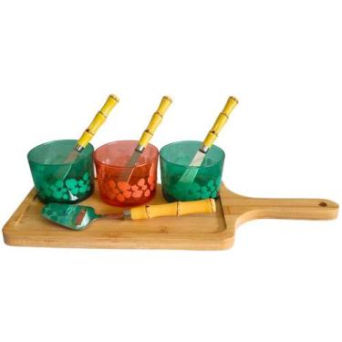 Imagem de Kit Tábua Petisqueira Com 8 Peças Bowls e Utensílios Amazônia Cor:Verd