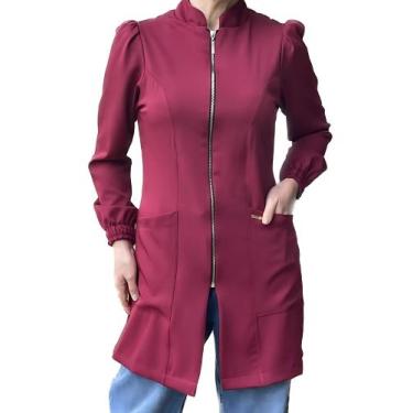 Imagem de Jaleco Feminino Gola Padre Gabardine Premium Manga Princesa Odontologi
