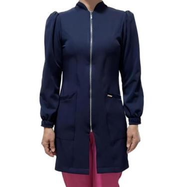 Imagem de Jaleco Feminino Gola Padre Gabardine Premium Manga Princesa Odontologi