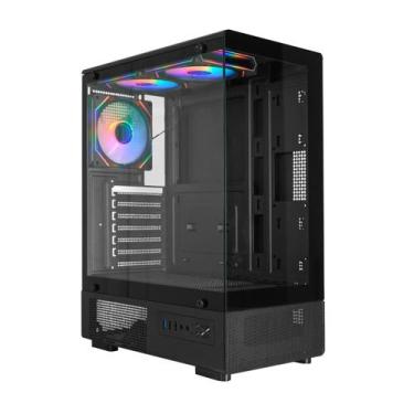 Imagem de Gabinete Gamer Aquário K-mex CG-C200 Medusa ATX Sem Fans - K-mex Indús