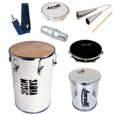 Imagem de Kit De Instrumentos Samba Completo Rebolo Branco + Repique Alumínio To