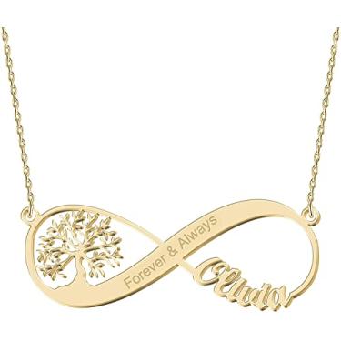 Imagem de UMAGICBOX Colar de prata esterlina com nome personalizado, 15 fontes estilo para escolher, pingente de placa de identificação de ouro personalizado ideias de aniversário moderno para mulheres, mãe, esposa, meninas, adolescentes, madrinha de casamento, Metal, Ágata