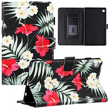 Imagem de KYJX Capa para tablet Samsung Galaxy Tab A7 Lite 8,4 polegadas (SM-T220/SM-T225) versão 2021, capa para tablet de couro PU com suporte fino de seda para Galaxy Tab A7 Lite 8,4 polegadas 2021 (flores pretas)