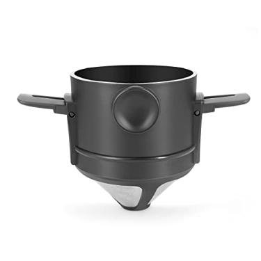 Imagem de Filtro portátil dobrável de café feito à mão, cone gotejador de café, para café e chá com suporte de aço inoxidável, sem papel de filtro Filtro criptografado ultrafino