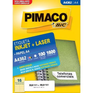 Imagem de Etiqueta A4362 33,9x99,0mm ink-jet/laser Pimaco 100 folhas