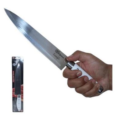 Imagem de Faca De Carne Cozinha Churrasco Corte Afiado Aço Inox 27Cm
