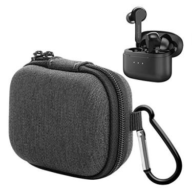 Imagem de Capa rígida LinkIdea para fones de ouvido sem fio Soundcore Liberty Air 2, capa de nylon de lona verdadeiramente sem fio, bolsa de viagem, estojo de armazenamento de fones de ouvido com espaço para cabo de carregamento e peças (preto)