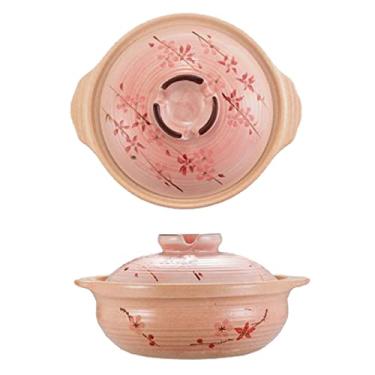 Imagem de Caçarola de cerâmica pintada panela de sopa estufada resistência a alta temperatura estilo japonês pote de barro panela de cozinha em casa bibimbap e sopa panelas, 2L