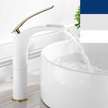 Imagem de Torneira da bacia do banheiro Branco e preto Cozimento em latão sólido Specail Pia Misturador Torneira Hot & Torneira de Bacia de Cachoeira Fria, branco alto e dourado, China