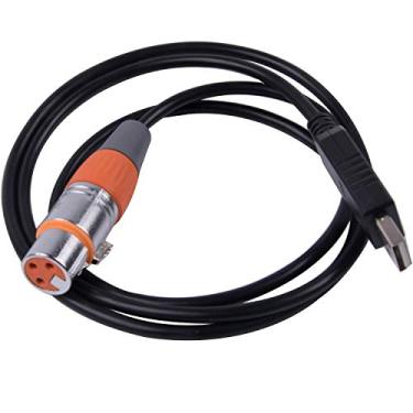 Imagem de Adaptador de interface USB para DMX LED DMX512 Studio Computer PC controlador de iluminação de palco regulador de intensidade de intensidade FTDI RS485 3PIN XLR cabo conversor de série compatível com Win10 (4,8 m, capa USB preta)