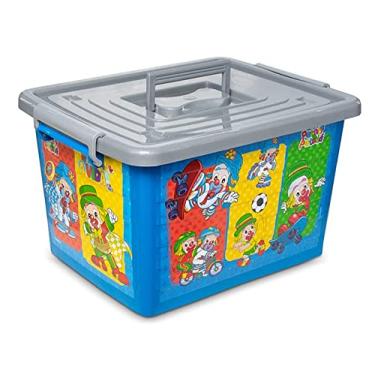 Imagem de Caixa Organizadora Multiuso 30 Litros Baú Container com Tampa, Trava e Alça Label Patati Patatá Arqplast