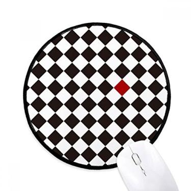 Imagem de DIYthinker Mouse pad padrão de ilustração de grão de arte de linha de losango desktop escritório tapete redondo para computador