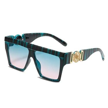 Imagem de Óculos de sol quadrados de uma peça vintage overszied para mulheres moda chique flor óculos de sol masculino hip hop tons gradientes, verde verde, tamanho único