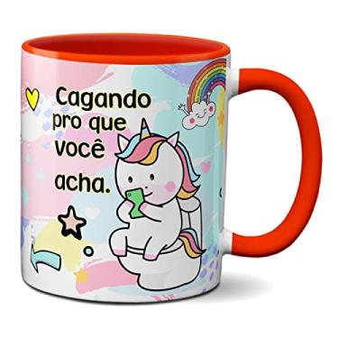 Imagem de Caneca Engraçada Cagando Pro Que Você Acha Unicórnio Fofinho (Vermelha)