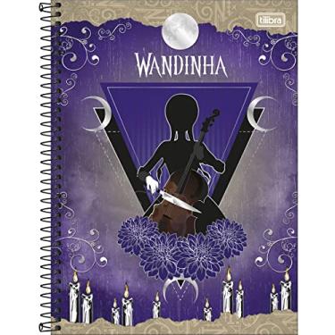Imagem de Caderno Espiral Capa Dura Universitário 1 Matéria Wandinha 80 Folhas - Estampa Wandinha Tocando Violino com Faca - Tilibra