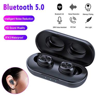 Imagem de Festnight B5 mini tws bs fone de ouvido sem fio bt v5.0 controle de toque fones de ouvido à prova d 'água 9d fone de ouvido estéreo música binaural chamada com caso de carregamento