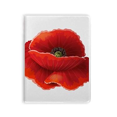 Imagem de Caderno de arte de milho com estampa de flor vermelha, capa de goma